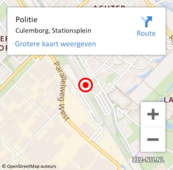 Locatie op kaart van de 112 melding: Politie Culemborg, Stationsplein op 1 maart 2022 08:22