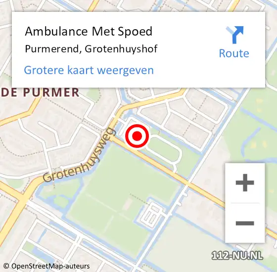 Locatie op kaart van de 112 melding: Ambulance Met Spoed Naar Purmerend, Grotenhuyshof op 1 maart 2022 08:29