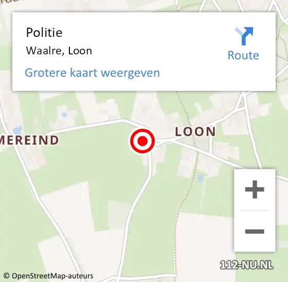 Locatie op kaart van de 112 melding: Politie Waalre, Loon op 1 maart 2022 08:37