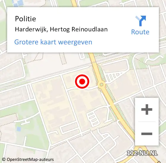 Locatie op kaart van de 112 melding: Politie Harderwijk, Hertog Reinoudlaan op 1 maart 2022 08:45