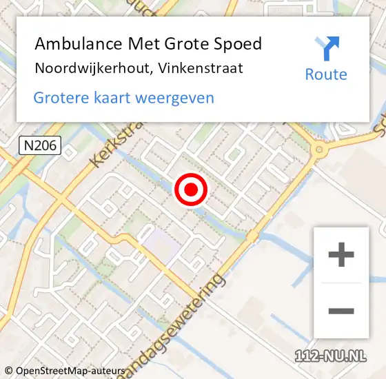 Locatie op kaart van de 112 melding: Ambulance Met Grote Spoed Naar Noordwijkerhout, Vinkenstraat op 1 maart 2022 09:01