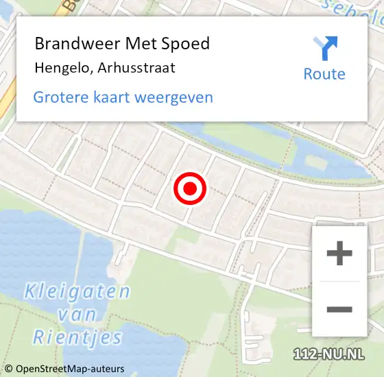 Locatie op kaart van de 112 melding: Brandweer Met Spoed Naar Hengelo, Arhusstraat op 1 maart 2022 09:02