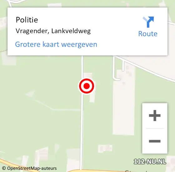 Locatie op kaart van de 112 melding: Politie Vragender, Lankveldweg op 1 maart 2022 09:06