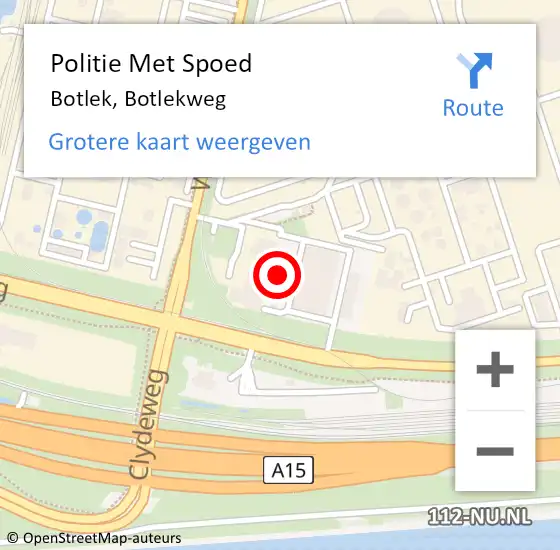 Locatie op kaart van de 112 melding: Politie Met Spoed Naar Botlek, Botlekweg op 1 maart 2022 09:18