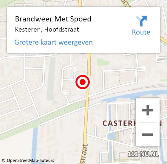 Locatie op kaart van de 112 melding: Brandweer Met Spoed Naar Kesteren, Hoofdstraat op 1 maart 2022 09:30