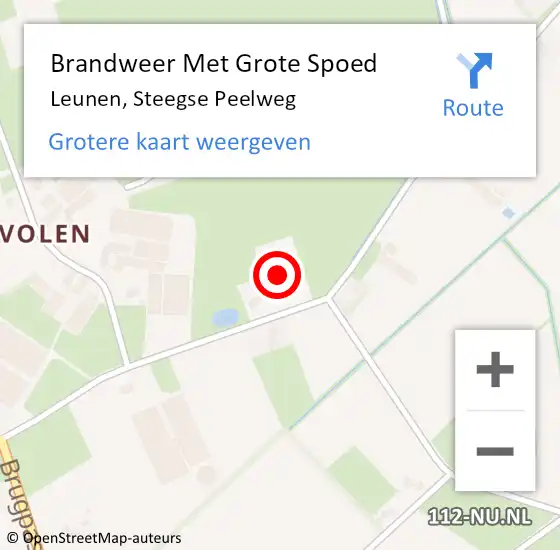 Locatie op kaart van de 112 melding: Brandweer Met Grote Spoed Naar Leunen, Steegse Peelweg op 1 maart 2022 09:46