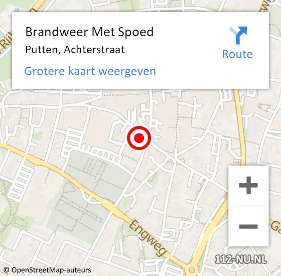 Locatie op kaart van de 112 melding: Brandweer Met Spoed Naar Putten, Achterstraat op 1 maart 2022 10:02