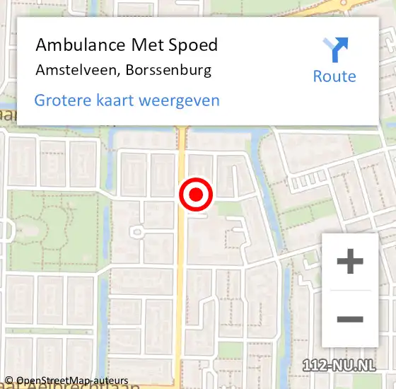 Locatie op kaart van de 112 melding: Ambulance Met Spoed Naar Amstelveen, Borssenburg op 1 maart 2022 10:24