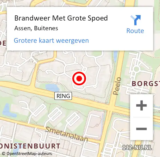 Locatie op kaart van de 112 melding: Brandweer Met Grote Spoed Naar Assen, Buitenes op 1 maart 2022 10:26