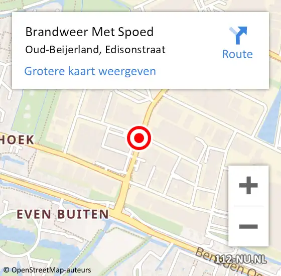 Locatie op kaart van de 112 melding: Brandweer Met Spoed Naar Oud-Beijerland, Edisonstraat op 1 maart 2022 10:34