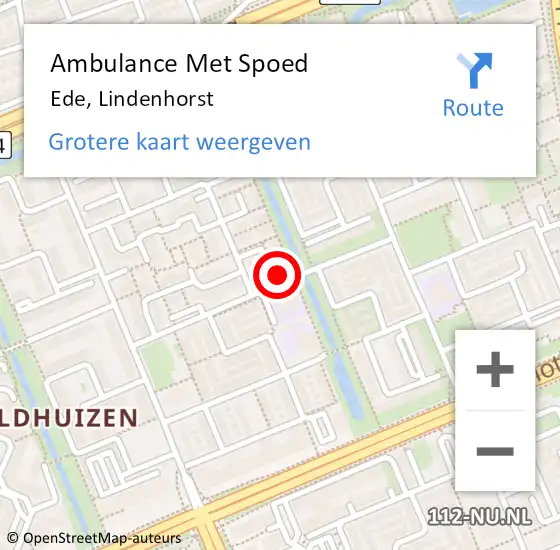 Locatie op kaart van de 112 melding: Ambulance Met Spoed Naar Ede, Lindenhorst op 1 maart 2022 10:38