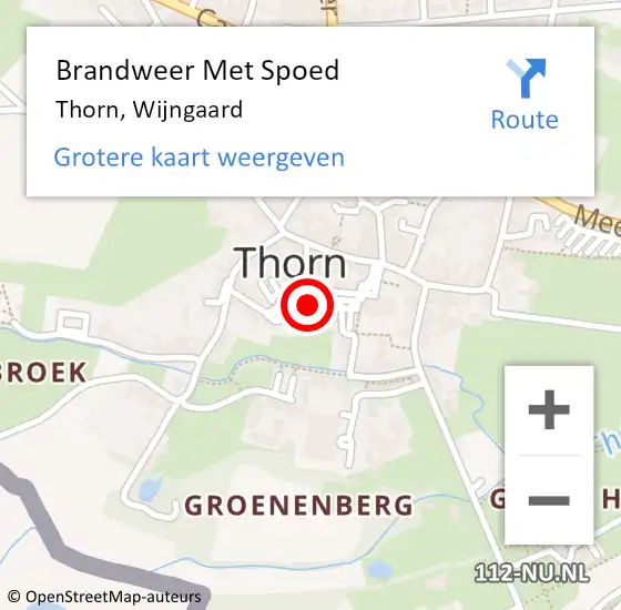 Locatie op kaart van de 112 melding: Brandweer Met Spoed Naar Thorn, Wijngaard op 1 maart 2022 10:38