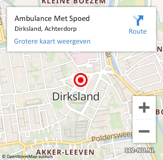 Locatie op kaart van de 112 melding: Ambulance Met Spoed Naar Dirksland, Achterdorp op 1 maart 2022 10:48