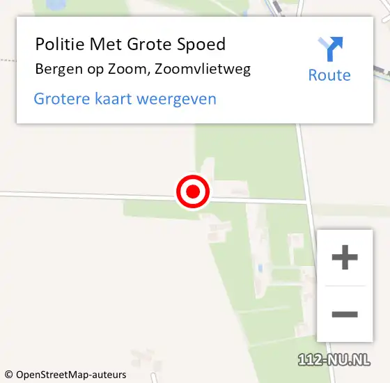 Locatie op kaart van de 112 melding: Politie Met Grote Spoed Naar Bergen op Zoom, Zoomvlietweg op 1 maart 2022 10:49