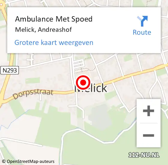 Locatie op kaart van de 112 melding: Ambulance Met Spoed Naar Melick, Andreashof op 1 maart 2022 10:55