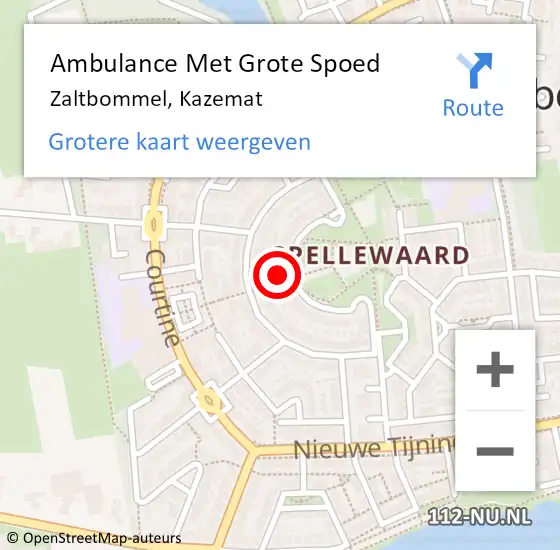 Locatie op kaart van de 112 melding: Ambulance Met Grote Spoed Naar Zaltbommel, Kazemat op 1 maart 2022 10:59