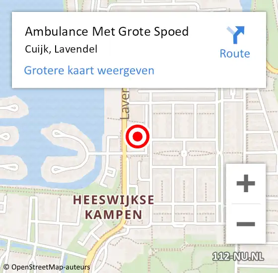 Locatie op kaart van de 112 melding: Ambulance Met Grote Spoed Naar Cuijk, Lavendel op 1 maart 2022 11:05