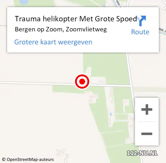 Locatie op kaart van de 112 melding: Trauma helikopter Met Grote Spoed Naar Bergen op Zoom, Zoomvlietweg op 1 maart 2022 11:08