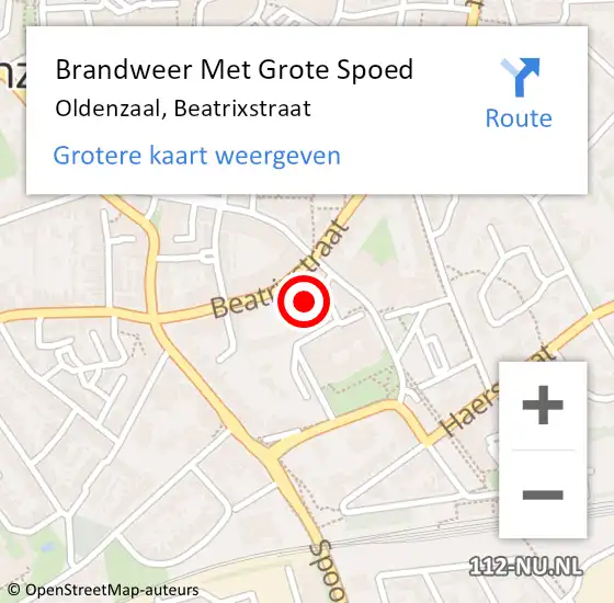 Locatie op kaart van de 112 melding: Brandweer Met Grote Spoed Naar Oldenzaal, Beatrixstraat op 1 maart 2022 11:18