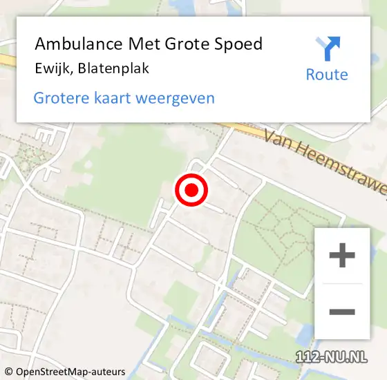 Locatie op kaart van de 112 melding: Ambulance Met Grote Spoed Naar Ewijk, Blatenplak op 1 maart 2022 11:25