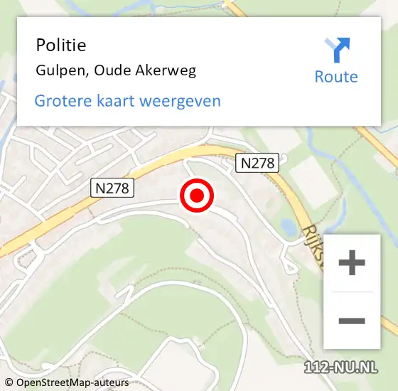 Locatie op kaart van de 112 melding: Politie Gulpen, Oude Akerweg op 1 maart 2022 11:37