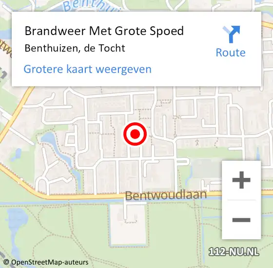 Locatie op kaart van de 112 melding: Brandweer Met Grote Spoed Naar Benthuizen, de Tocht op 1 maart 2022 11:38