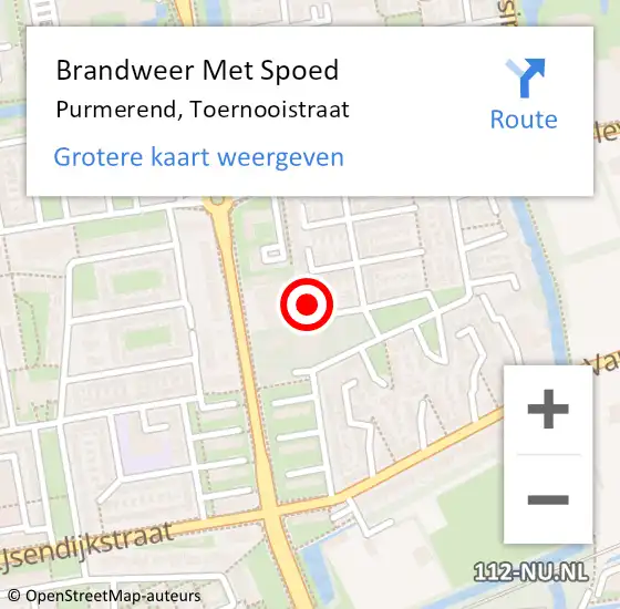 Locatie op kaart van de 112 melding: Brandweer Met Spoed Naar Purmerend, Toernooistraat op 1 maart 2022 11:40