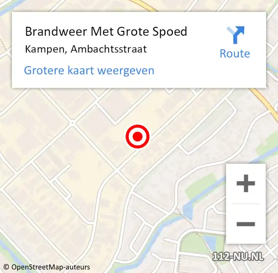 Locatie op kaart van de 112 melding: Brandweer Met Grote Spoed Naar Kampen, Ambachtsstraat op 1 maart 2022 11:51