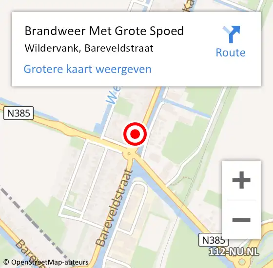 Locatie op kaart van de 112 melding: Brandweer Met Grote Spoed Naar Wildervank, Bareveldstraat op 1 maart 2022 11:55