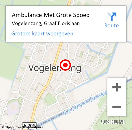 Locatie op kaart van de 112 melding: Ambulance Met Grote Spoed Naar Vogelenzang, Graaf Florislaan op 1 maart 2022 11:57