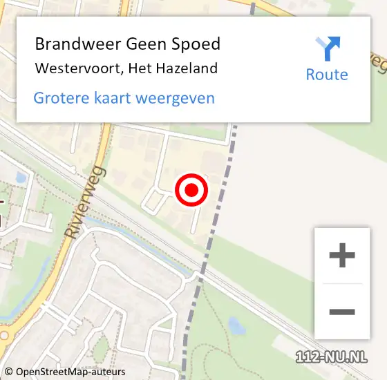 Locatie op kaart van de 112 melding: Brandweer Geen Spoed Naar Westervoort, Het Hazeland op 1 maart 2022 11:57