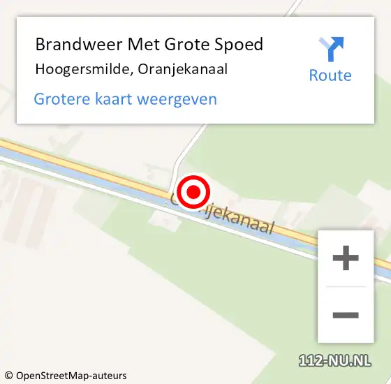 Locatie op kaart van de 112 melding: Brandweer Met Grote Spoed Naar Hoogersmilde, Oranjekanaal op 1 maart 2022 12:07
