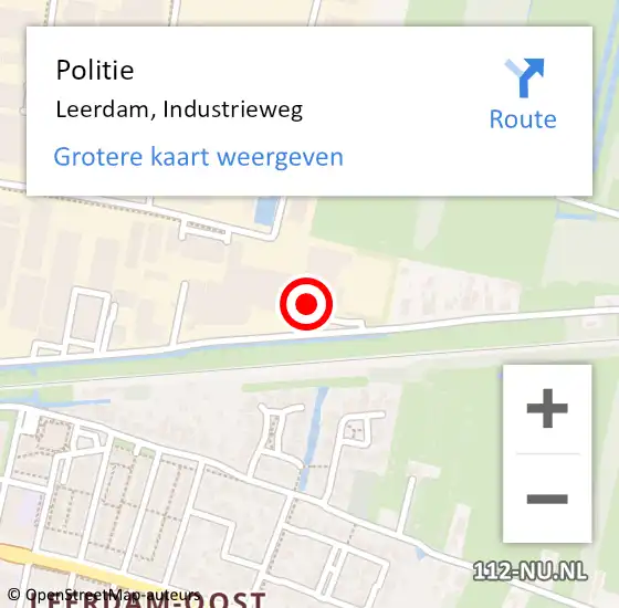 Locatie op kaart van de 112 melding: Politie Leerdam, Industrieweg op 1 maart 2022 12:13