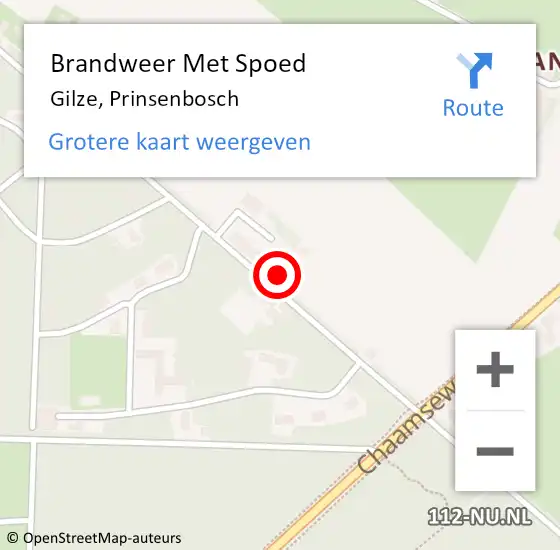 Locatie op kaart van de 112 melding: Brandweer Met Spoed Naar Gilze, Prinsenbosch op 1 maart 2022 12:28