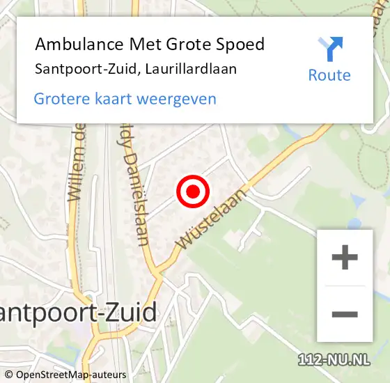 Locatie op kaart van de 112 melding: Ambulance Met Grote Spoed Naar Santpoort-Zuid, Laurillardlaan op 1 maart 2022 12:32