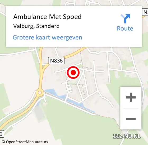 Locatie op kaart van de 112 melding: Ambulance Met Spoed Naar Valburg, Standerd op 1 maart 2022 12:32