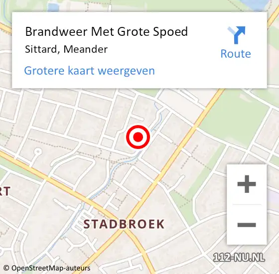 Locatie op kaart van de 112 melding: Brandweer Met Grote Spoed Naar Sittard, Meander op 1 maart 2022 12:41