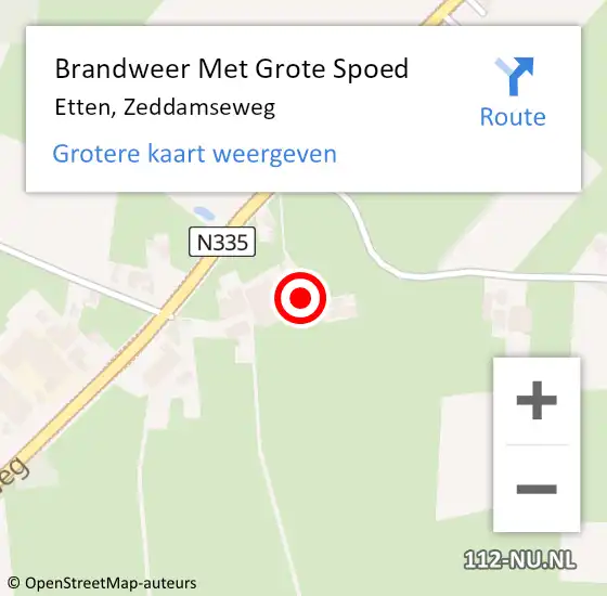 Locatie op kaart van de 112 melding: Brandweer Met Grote Spoed Naar Etten, Zeddamseweg op 7 oktober 2013 18:58