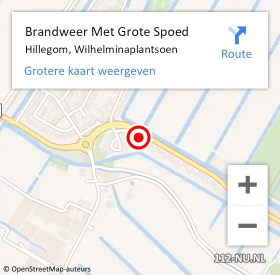 Locatie op kaart van de 112 melding: Brandweer Met Grote Spoed Naar Hillegom, Wilhelminaplantsoen op 1 maart 2022 12:57