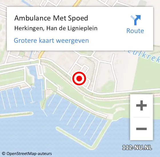 Locatie op kaart van de 112 melding: Ambulance Met Spoed Naar Herkingen, Han de Lignieplein op 1 maart 2022 13:30