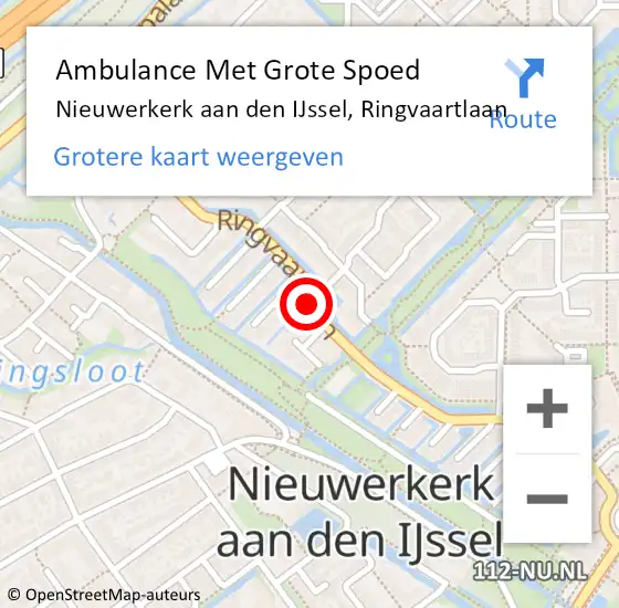 Locatie op kaart van de 112 melding: Ambulance Met Grote Spoed Naar Nieuwerkerk aan den IJssel, Ringvaartlaan op 1 maart 2022 13:38