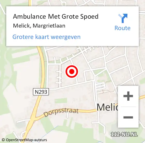 Locatie op kaart van de 112 melding: Ambulance Met Grote Spoed Naar Melick, Margrietlaan op 9 juli 2014 23:36