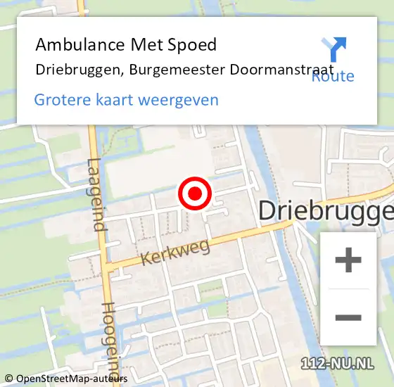 Locatie op kaart van de 112 melding: Ambulance Met Spoed Naar Driebruggen, Burgemeester Doormanstraat op 1 maart 2022 14:18