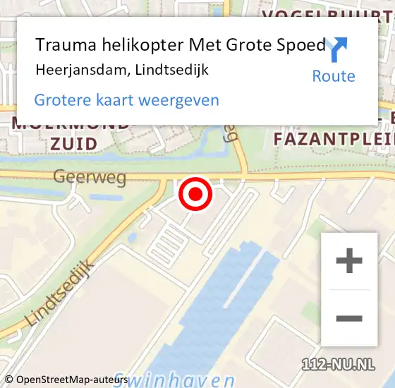 Locatie op kaart van de 112 melding: Trauma helikopter Met Grote Spoed Naar Heerjansdam, Lindtsedijk op 1 maart 2022 14:38