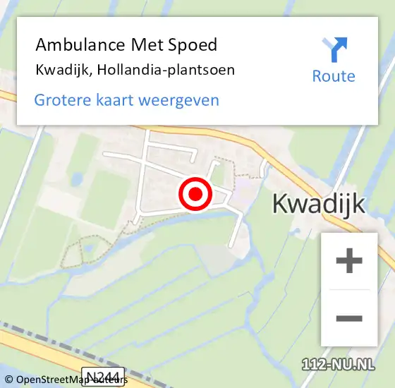 Locatie op kaart van de 112 melding: Ambulance Met Spoed Naar Kwadijk, Hollandia-plantsoen op 1 maart 2022 14:56