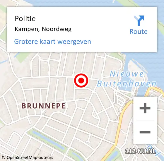 Locatie op kaart van de 112 melding: Politie Kampen, Noordweg op 1 maart 2022 15:15
