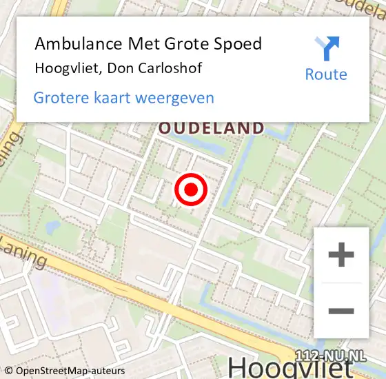 Locatie op kaart van de 112 melding: Ambulance Met Grote Spoed Naar Hoogvliet, Don Carloshof op 1 maart 2022 15:37