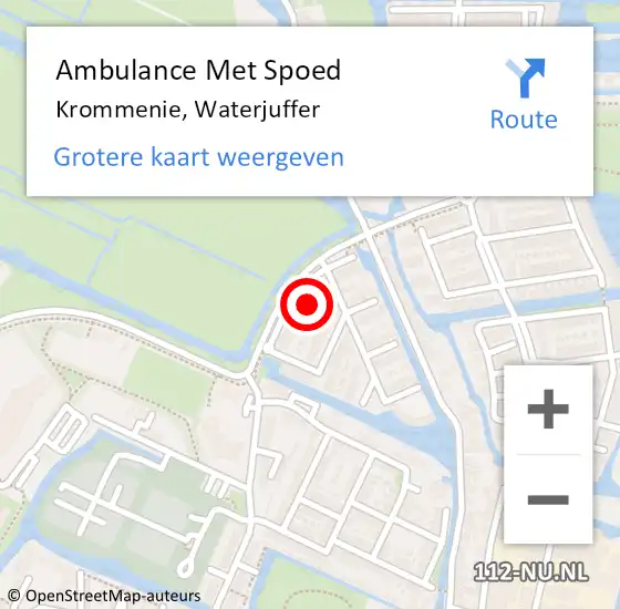 Locatie op kaart van de 112 melding: Ambulance Met Spoed Naar Krommenie, Waterjuffer op 1 maart 2022 15:46