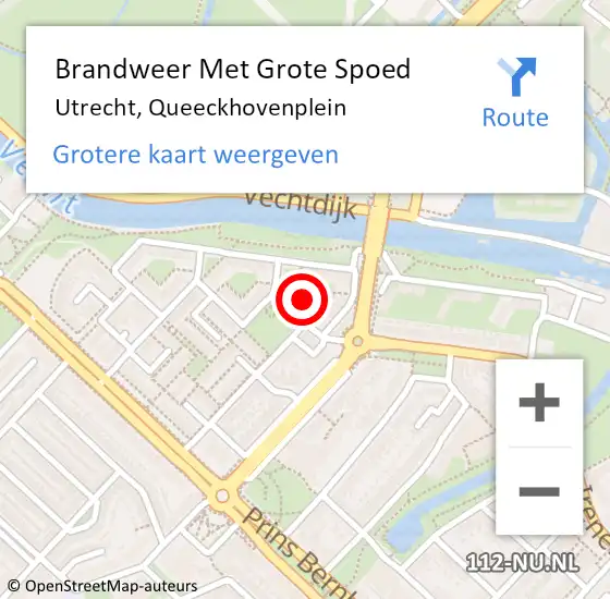 Locatie op kaart van de 112 melding: Brandweer Met Grote Spoed Naar Utrecht, Queeckhovenplein op 1 maart 2022 15:47