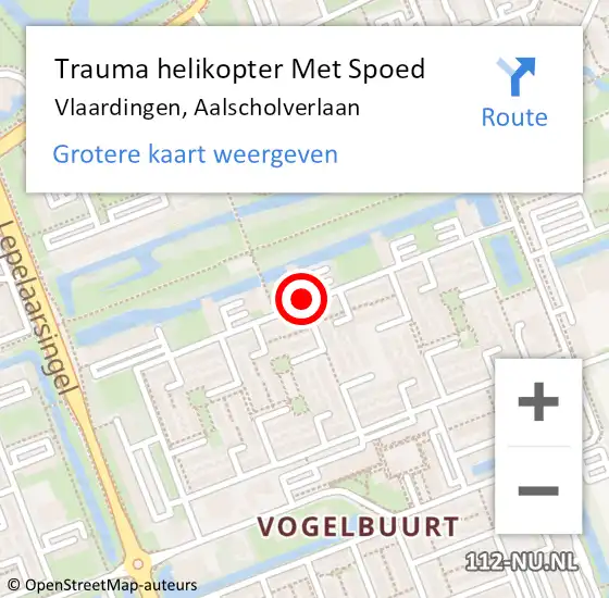 Locatie op kaart van de 112 melding: Trauma helikopter Met Spoed Naar Vlaardingen, Aalscholverlaan op 1 maart 2022 15:48